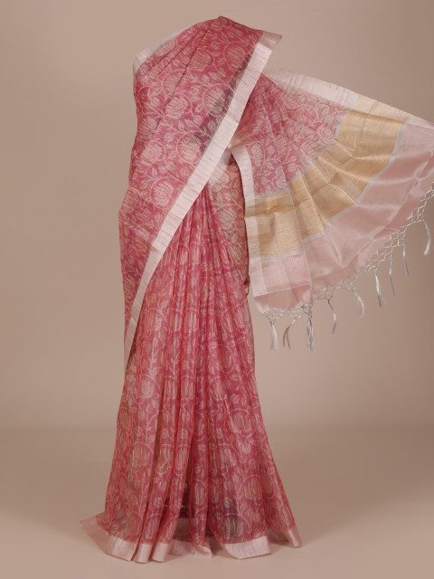 

Pothys Peach-Coloured & Off-White Tissue Printed Saree