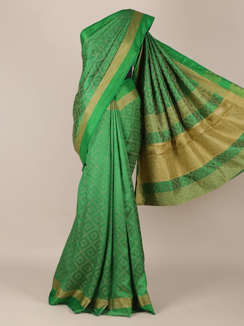 

Pothys Green Printed Jute Silk Saree