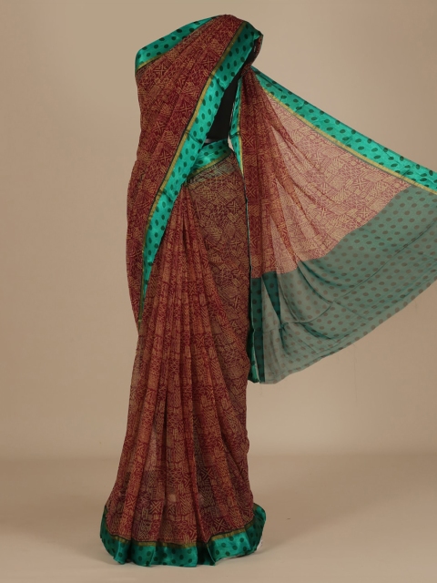 

Pothys Magenta Printed Poly Chiffon Saree