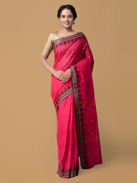 

Unnati Silks Pink Pure Cotton Printed Chettinad Saree
