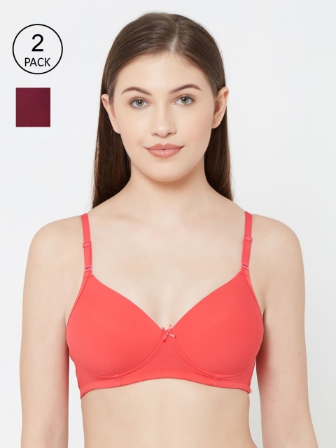 

Juliet Women Pack Of 2 Solid Non-Padded Non-Wired Everyday Bra 1059, Orange