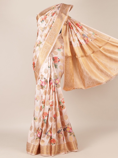 

Pothys Beige & Pink Jute Silk Woven Design Saree