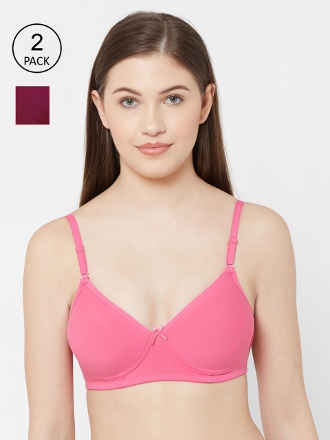 

Juliet Women Pack Of 2 Solid Non-Wired Non-Padded Everyday Bra 1112, Pink