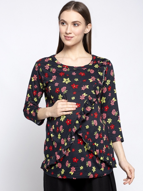 

Tiara Women Multicoloured Floral Printed Maternity Nursing Top, Multi