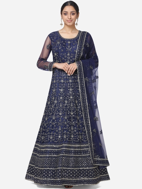 

BOMBAY SELECTIONS Women Navy Blue Embroidered Anarkali Kurta
