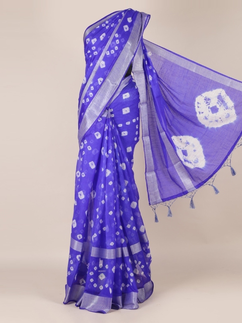 

Pothys Blue Printed Linen Blend Saree