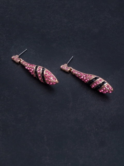 

Golden Peacock Rose Gold & Black Contemporary Hoop Earrings