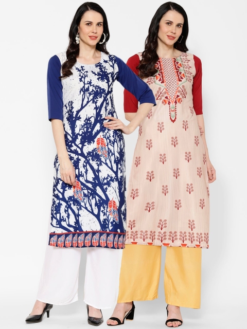 

7Threads Women Pack Of 2 Printed A-Line Kurta, Multi