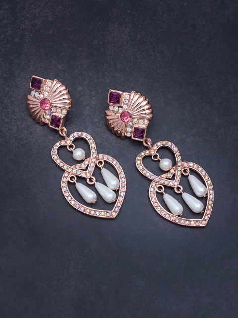 

Golden Peacock Rose Gold Contemporary Drop Earrings