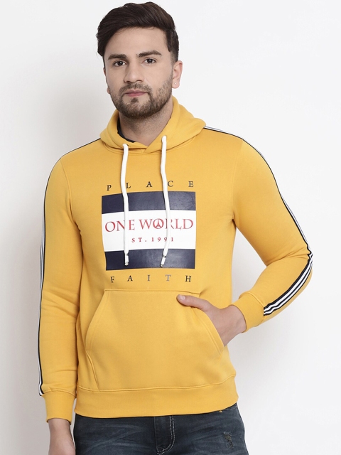 

COBB Men Yellow Printed Hooded Sweatshirt