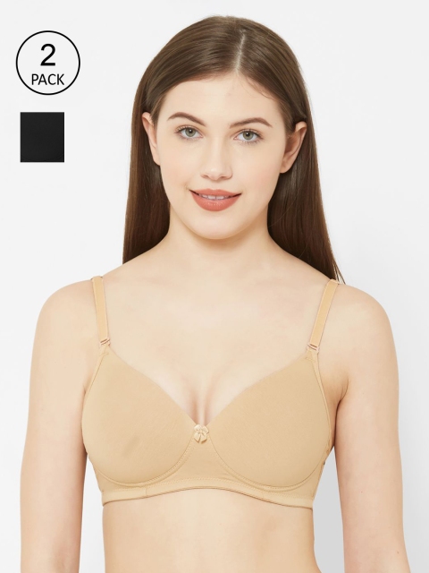 

Juliet Women Pack Of 2 Black & Beige Solid Non-Wired Lightly Padded Everyday Bra 1059
