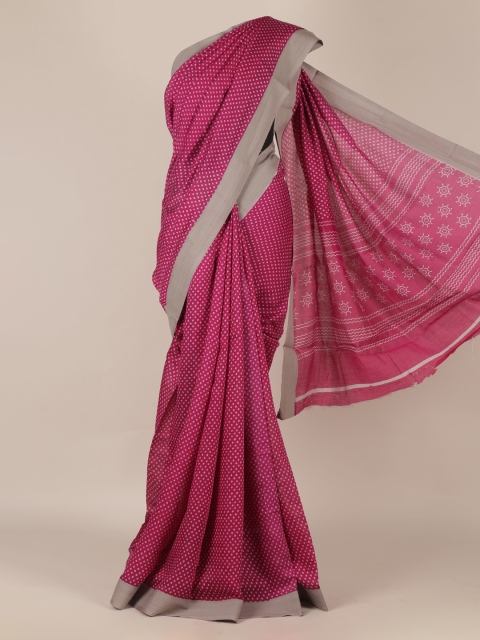 

Pothys Magenta Printed Jute Silk Saree