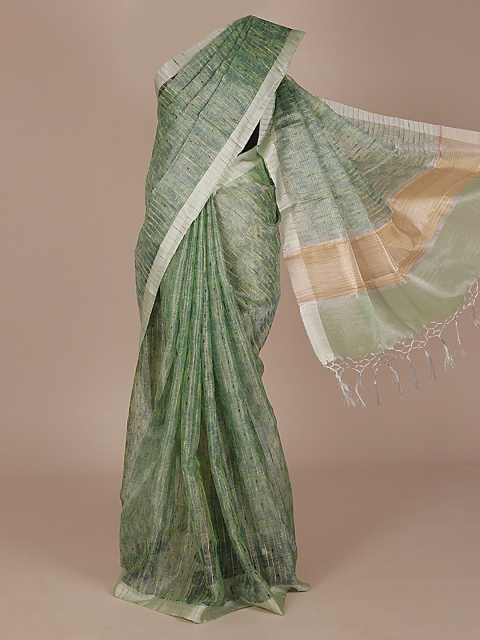 

Pothys Green Woven Design Tissue Saree
