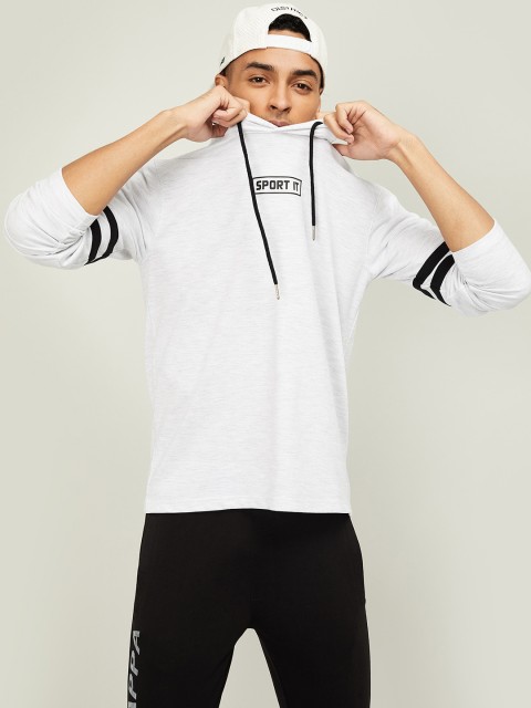 

Kappa Men Grey Melange Printed Hood T-shirt