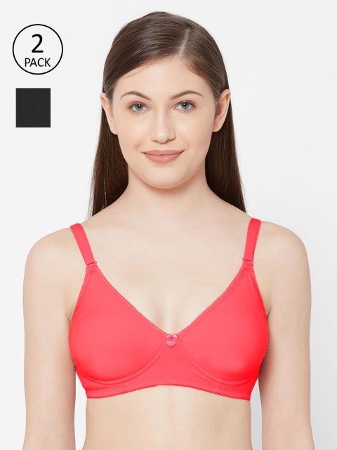 

Juliet Women Pack Of 2 Solid Non-Padded Non-Wired Everyday Bras, Black