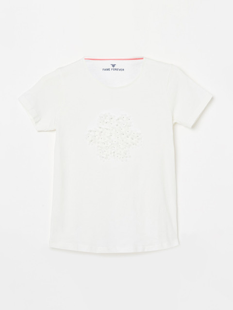 

Fame Forever by Lifestyle Girls Off-White Self Design Top
