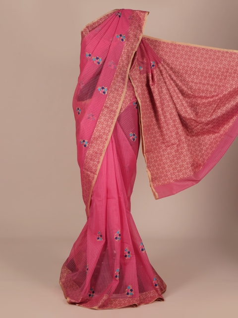 

Pothys Pink Embroidered Cotton Blend Saree
