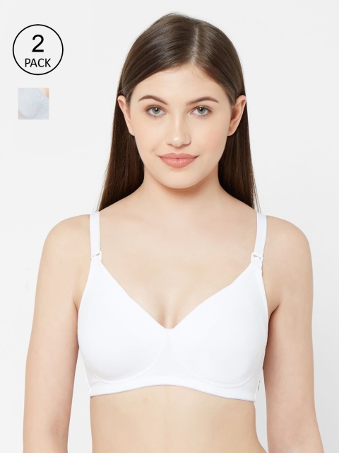 

Juliet Women Pack Of 2 Solid Non-Wired Non-Padded Maternity Bra MOM, White