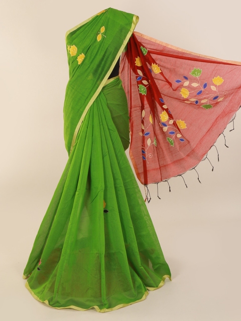 

Pothys Green Woven Design Cotton Blend Saree