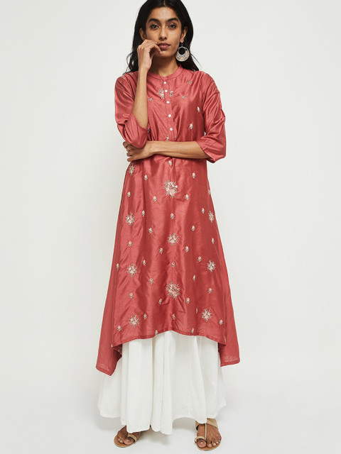 

max Women Coral Embroidered A-Line Kurta