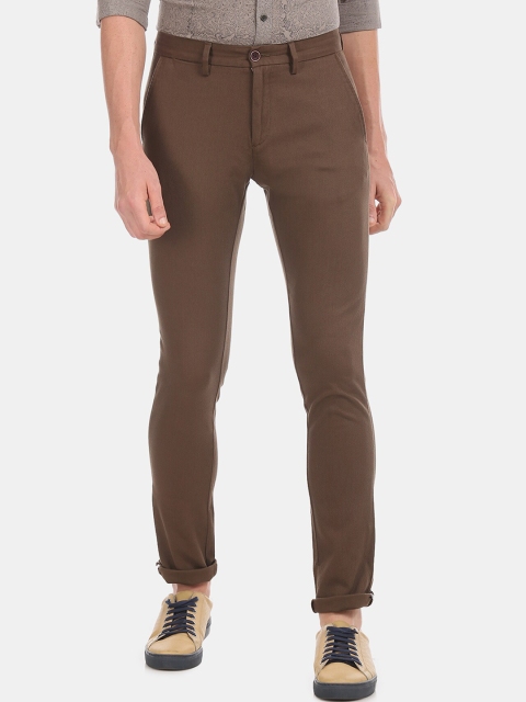 

True Blue Men Brown Slim Fit Solid Chinos