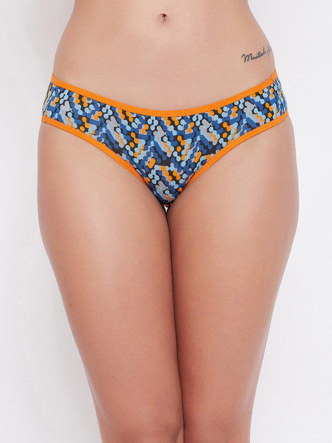 

Clovia Women Blue & Orange Printed Bikini Briefs PN3380Q19