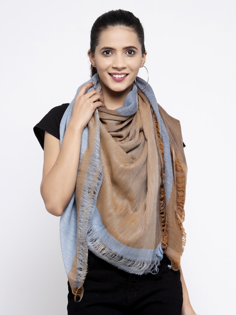 

Calvadoss Women Blue & Brown Solid Woollen Square-Fit Sustainable Muffler