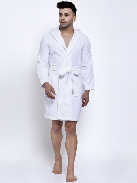

Trident Men White Solid 330 GSM Bathrobe