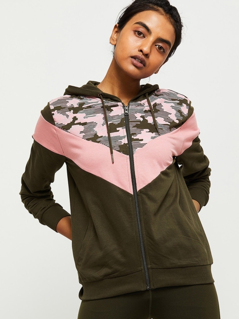 

max Women Green & Pink Colourblocked Sporty Jacket
