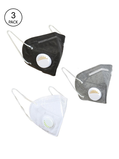 

OOMPH Unisex Pack Of 3 5-Ply Reusable Anti-Pollution KN95 Masks, White