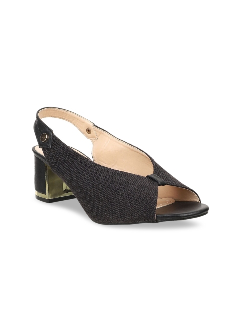 

Flat n Heels Women Black Textured Block Heels