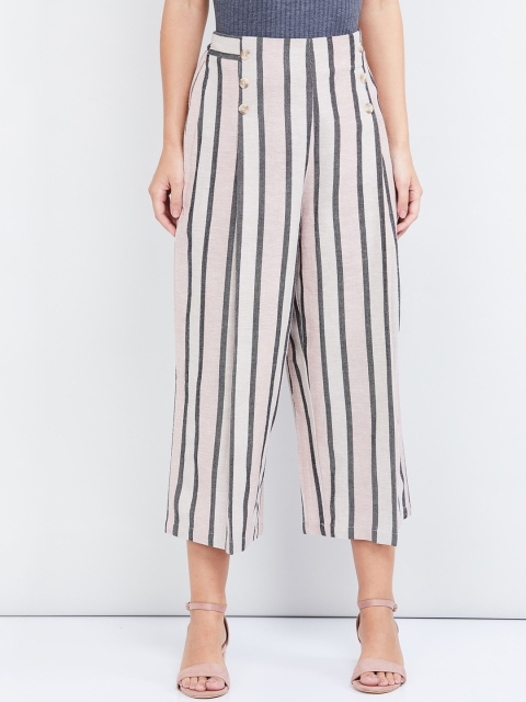 

max Women Pink Striped Wide Leg Palazzos