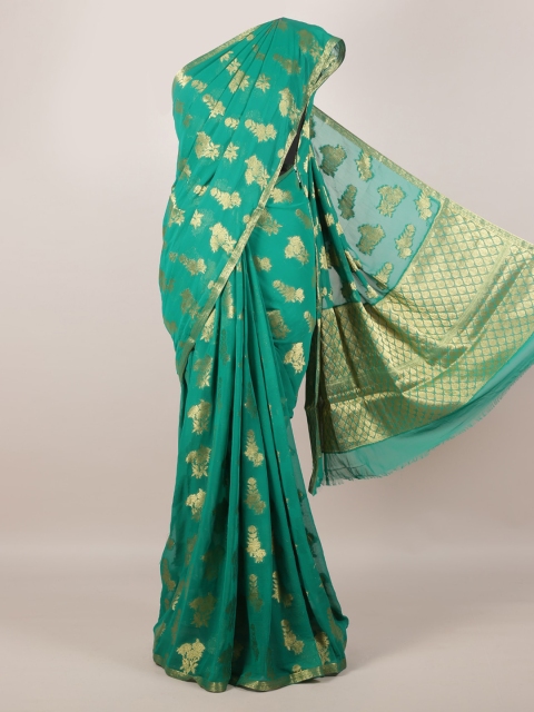 

Pothys Green Printed Poly Georgette Saree
