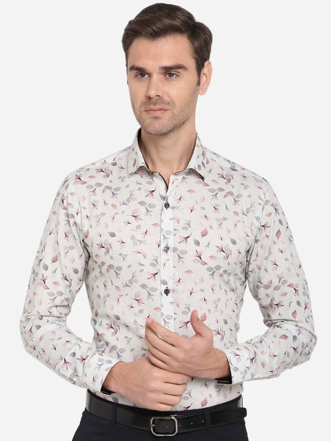 

JB STUDIO Men Off White Floral Print Casual Shirt
