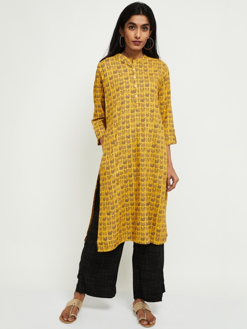 

max Women Mustard Printed Kurta