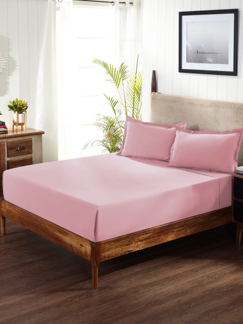 

Portico New York Pink Solid 144 TC Cotton 1 King Bedsheet with 2 Pillow Covers