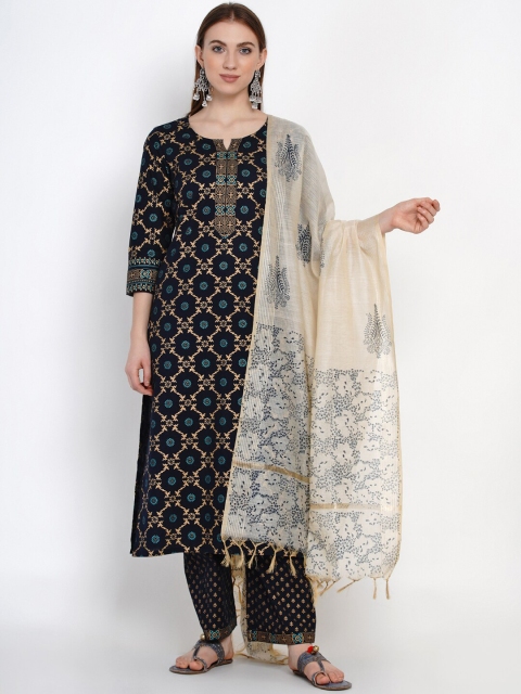 

Yuris Women Black Printed Kurta with Palazzos & Dupatta