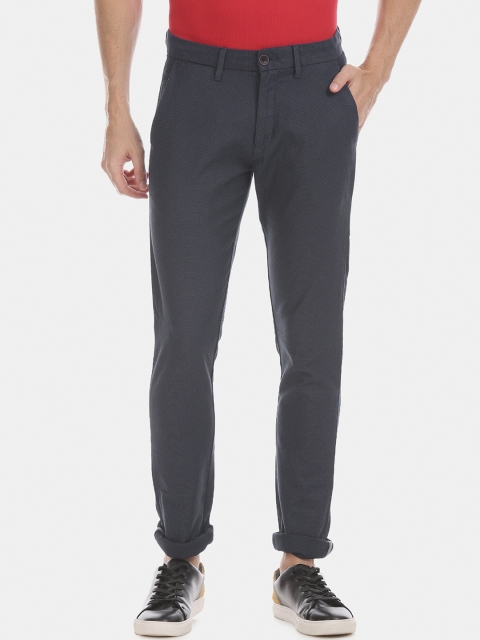 

True Blue Men Grey Slim Fit Solid Regular Trousers