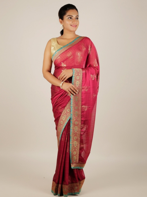 

Pothys Magenta Woven Design Poly Georgette Saree