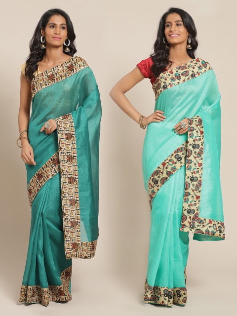 

Florence Green Solid Silk Blend Saree