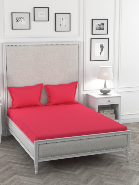 

Portico New York Pink Solid 144 TC Cotton 1 Queen Bedsheet with 2 Pillow Covers