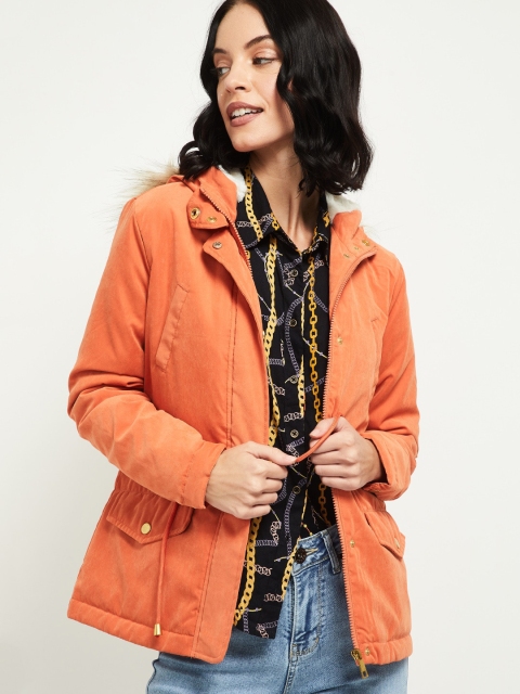

max Women Orange Solid Tailored Jacket