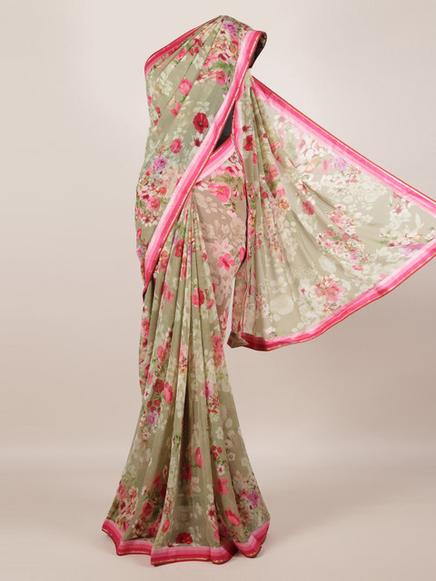 

Pothys Green & Pink Poly Georgette Printed Saree