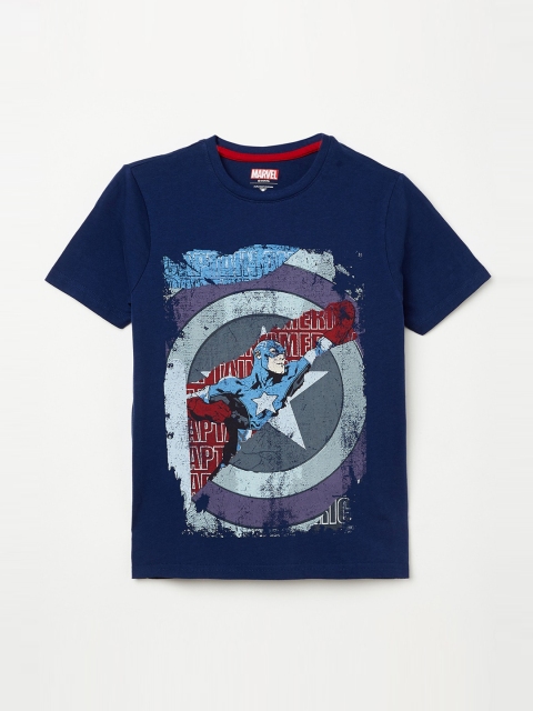 

Fame Forever by Lifestyle Boys Navy Blue Captain America Printed Round Neck T-shirt