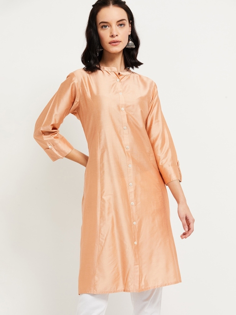 

max Women Peach-Coloured Solid A-Line Kurta