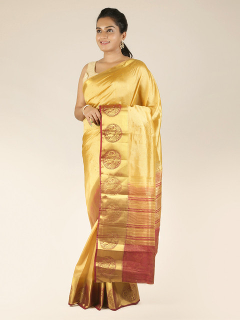 

Pothys Gold-Toned Solid Jute Silk Saree