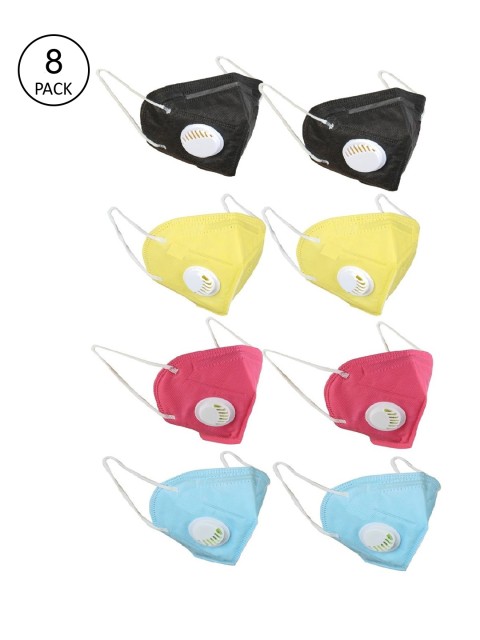 

OOMPH Unisex Pack Of 8 5-Ply Reusable Anti-Pollution KN95 Masks, Black