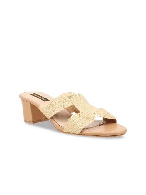 

Flat n Heels Women Beige Woven Design Block Heels