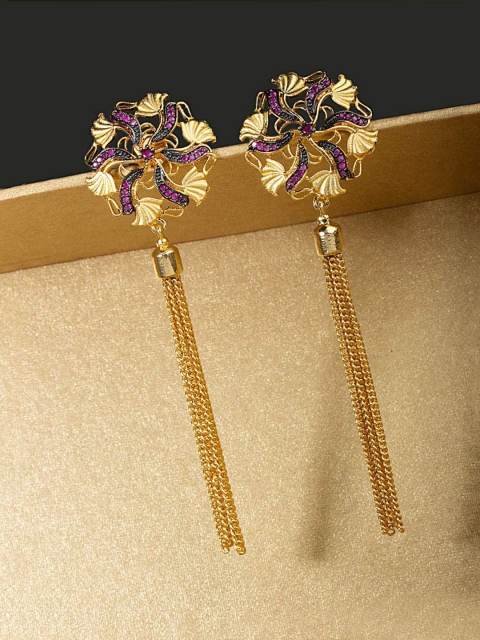 

Voylla Gold-Toned Contemporary Drop Earrings