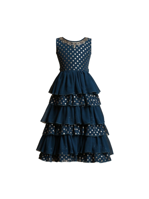 

BETTY Girls Blue Self Design Peplum Dress